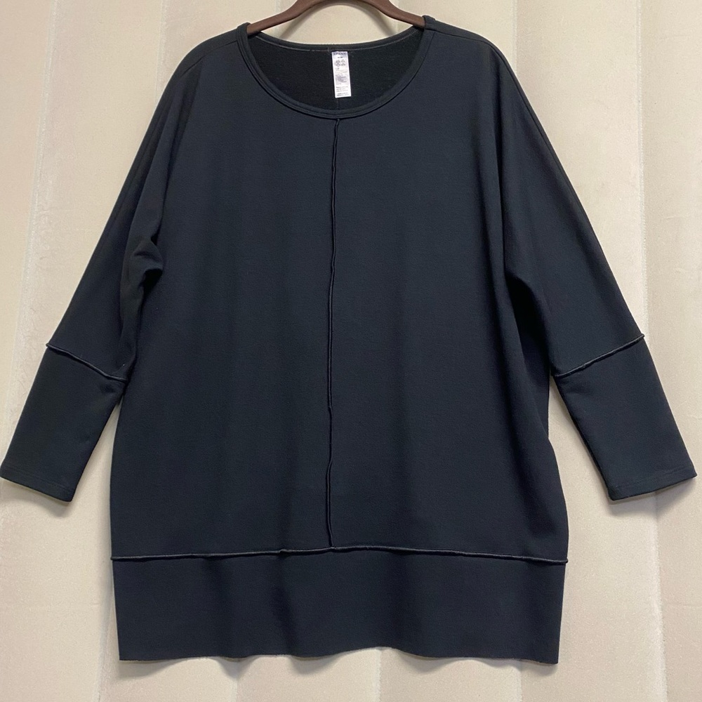 Spanx Women’s Perfect Length Pullover Top Medium Dolman 3/4 Sleeve Black